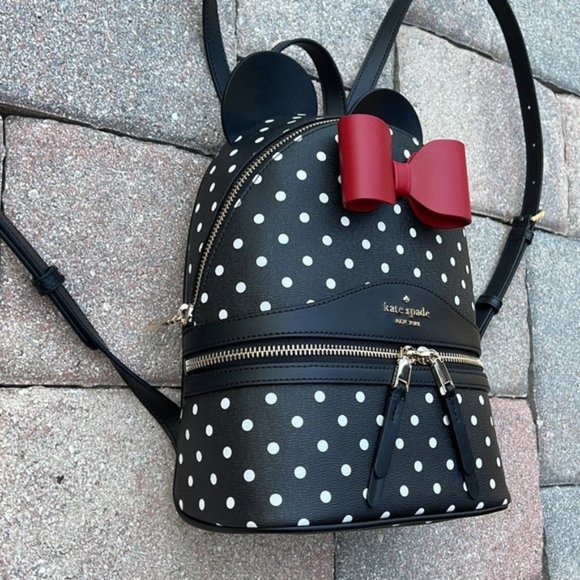 Kate Spade Disney X Kate Spade New York Minnie Dome Backpack Black Multi - Picture 12 of 16